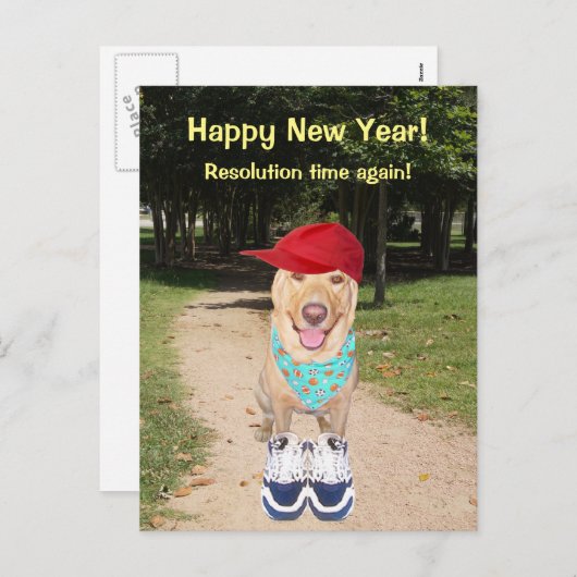 カスタマイズ可能なユーモアたっぷりの犬の新年の抱負 シーズンポストカード (正面/裏面)