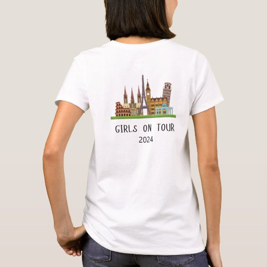 カスタマイズ可能なヨーロッパの夏休み女子旅 Tシャツ (裏面)