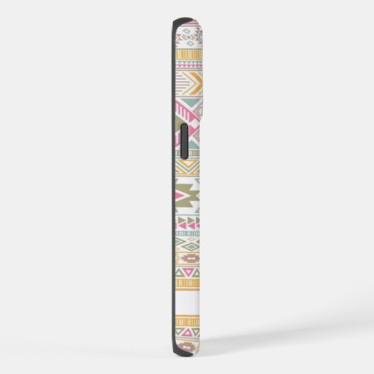 カスタマイズ可能なライトイエローグリーンピンクブルーアステカ iPhoneケース (右側面)