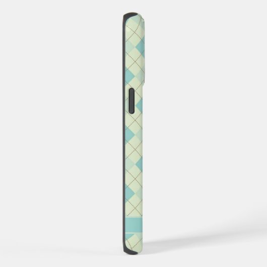 カスタマイズ可能なライトソフトパステルティール(緑がかった色)グリーンアーガイル iPhoneケース (右側面)