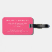 カスタマイズ可能なライトダークピンク白水玉模様 ラゲッジタグ (裏面横)