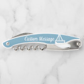 カスタマイズ可能なライトブルー&ホワイト帆船コルクスクリュー ソムリエナイフ (裏面)