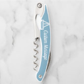 カスタマイズ可能なライトブルー&ホワイト帆船コルクスクリュー ソムリエナイフ (正面)