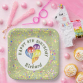 カスタマイズ可能なライムクリーム紙吹雪誕生日バルーン ペーパープレート (パーティー)