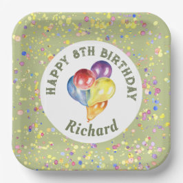 カスタマイズ可能なライムクリーム紙吹雪誕生日バルーン ペーパープレート