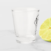 カスタマイズ可能なラインアートパグ ショットグラス (左)