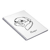 カスタマイズ可能なラインアートパグ ノートブック (右側)