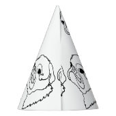 カスタマイズ可能なラインアートパグ パーティーハット (裏面)