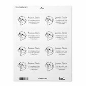 カスタマイズ可能なラインアートパグ ラベル (フルシート)