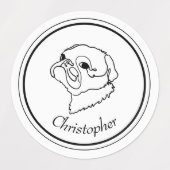 カスタマイズ可能なラインアートパグ ラベル (デザイン1)