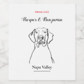 カスタマイズ可能なラインアートWeimaraner ワインラベル (シングルラベル)