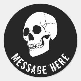 カスタマイズ可能なラウンドスカルステッカーオレンジ色の背景 ラウンドシール