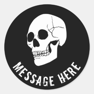 カスタマイズ可能なラウンドスカルステッカーオレンジ色の背景 ラウンドシール