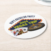 カスタマイズ可能なラスベガス新郎旅程カジノ ラウンドペーパーコースター (アングル)