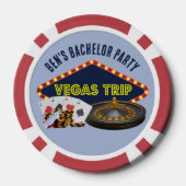 カスタマイズ可能なラスベガス新郎旅程 カジノ ポーカーチップ (裏面)