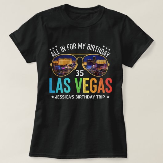 カスタマイズ可能なラスベガス誕生日グループ旅行Tシャツ Tシャツ (デザイン正面)