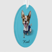 カスタマイズ可能なラットテリア犬の水彩画の絵画 オーナメント (正面)