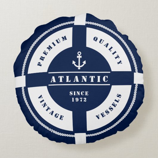 カスタマイズ可能なラベルが付いている円形の救命浮輪の枕- ラウンドクッション (裏面)