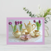 カスタマイズ可能なラベンダーアフタヌーンティー招待状 招待状 (スタンド正面)