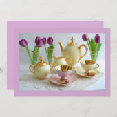 カスタマイズ可能なラベンダーアフタヌーンティー招待状 招待状 (正面/裏面)