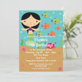 カスタマイズ可能なリトルマーメイドの誕生日パーティー 招待状 (スタンド正面)