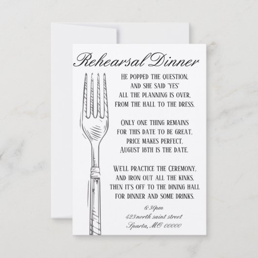 カスタマイズ可能なリハーサルディナーカード 招待状 (正面)