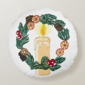 カスタマイズ可能なリースを備えたクリスマスイニシャル ラウンドクッション (裏面)