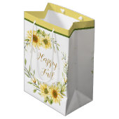 カスタマイズ可能なリースを備えたヒマワリ文字 ミディアムペーパーバッグ (正面アングル)