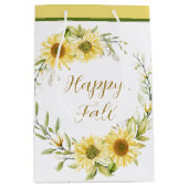 カスタマイズ可能なリースを備えたヒマワリ文字 ミディアムペーパーバッグ (正面)