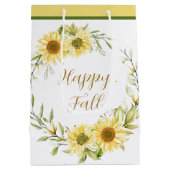 カスタマイズ可能なリースを備えたヒマワリ文字 ミディアムペーパーバッグ (裏面)