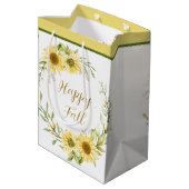 カスタマイズ可能なリースを備えたヒマワリ文字 ミディアムペーパーバッグ (裏面アングル)