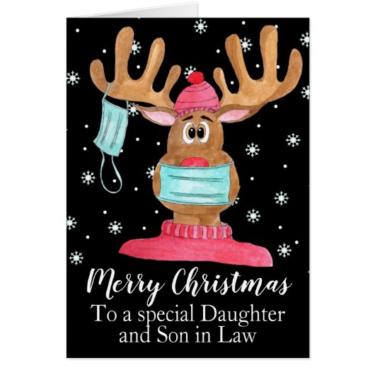 カスタマイズ可能なルドルフ顔マスクされたトナカイ (正面)