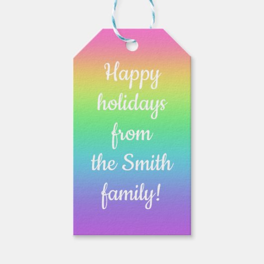 カスタマイズ可能なレインボーグラデーションギフトラベル ギフトタグ (正面)
