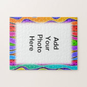 カスタマイズ可能なレインボーストライプパズル枠 ジグソーパズル (横)