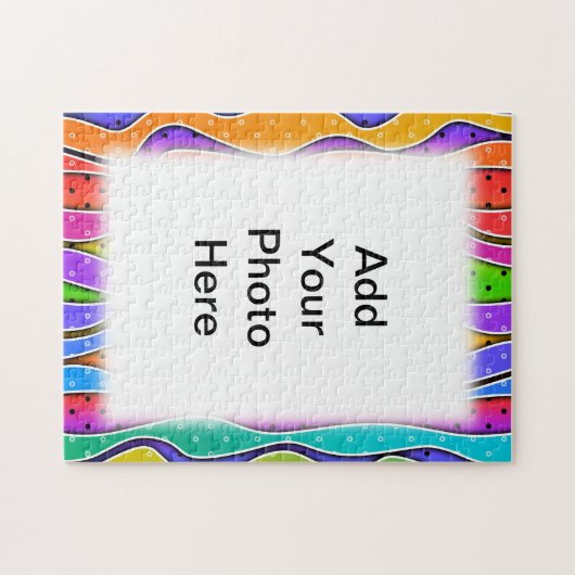 カスタマイズ可能なレインボーストライプパズル枠 ジグソーパズル (横)