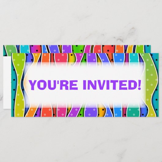 カスタマイズ可能なレインボーストライプパーティの招待状 招待状 (正面/裏面)