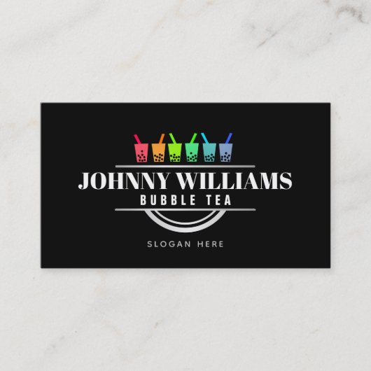 カスタマイズ可能なレインボーバブルティー名刺 名刺 (正面)