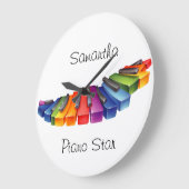 カスタマイズ可能なレインボーピアノ鍵 ラージ壁時計 (傾斜)