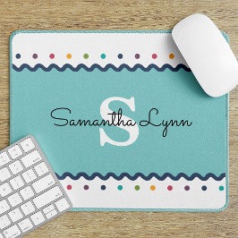カスタマイズ可能なレインボー水玉模様 モノグラムの マウスパッド