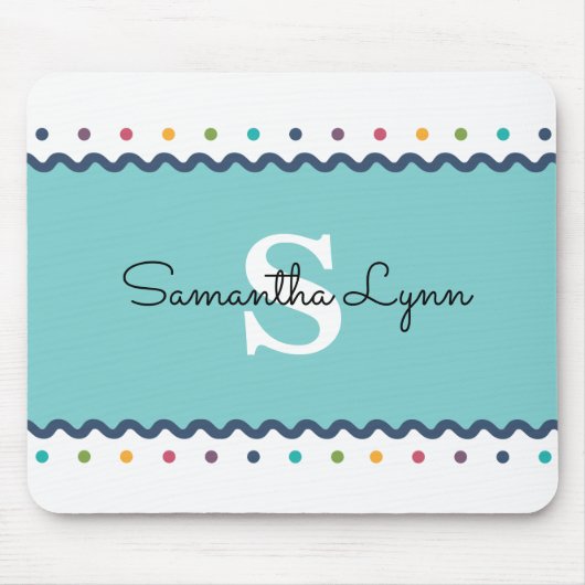 カスタマイズ可能なレインボー水玉模様 モノグラムの マウスパッド (正面)