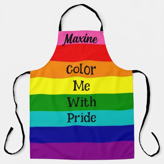 カスタマイズ可能なレインボーLGBTQプライド名入りギフト エプロン (正面)