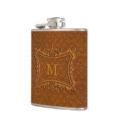 カスタマイズ可能なレザーモノグラム フラスク (左)