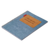 カスタマイズ可能なレザー付きジーンズのテクスチャーラベル ノートブック (左側)