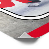 カスタマイズ可能なレッドメタル上のアイスホッケープレーヤー ポスター (角)