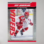 カスタマイズ可能なレッドメタル上のアイスホッケープレーヤー ポスター (正面)