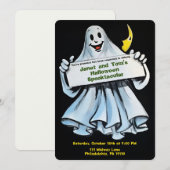カスタマイズ可能なレトロなハロウィンのおばけ 招待状 (正面/裏面)