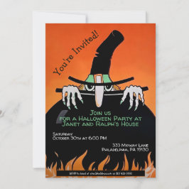カスタマイズ可能なレトロな魔女のハロウィンパーティー招待状 招待状