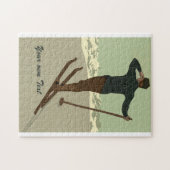 カスタマイズ可能なレトロのアール・デコのスキー旅行広告 ジグソーパズル (横)