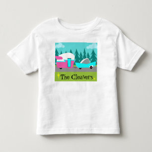 カスタマイズ可能なレトロのキャンピングカー/トレーラー及び車のTシャ トドラーTシャツ