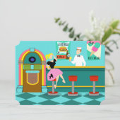 カスタマイズ可能なレトロのソーダ・ファウンテンの招待状 招待状 (スタンド正面)